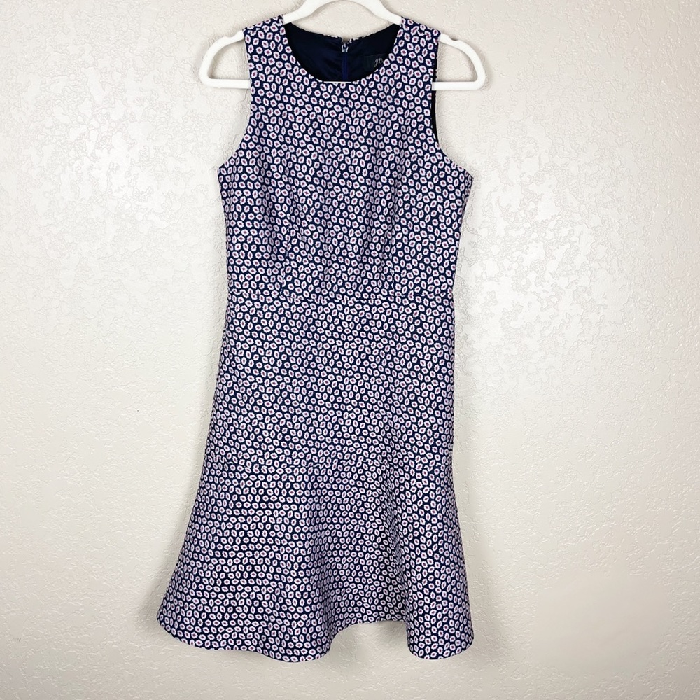 J crew navy blue patterned dress
